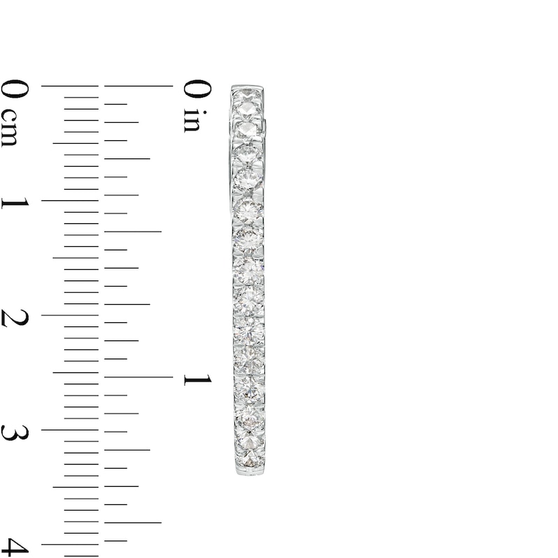 Main Image 3 of 2 CT. T.W. Diamond Oval Hoop Earrings in 14K White Gold