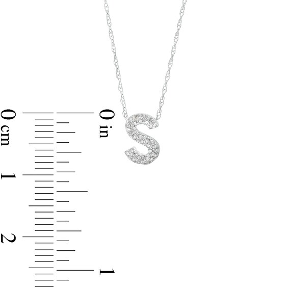 1/15 CT. T.w. Diamond "S" Initial Pendant in 10K White Gold