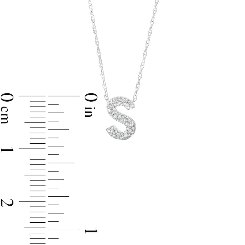 Main Image 3 of 1/15 CT. T.W. Diamond "S" Initial Pendant in 10K White Gold