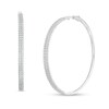 Thumbnail Image 1 of 3 CT. T.W. Diamond Double Row Hoop Earrings in 10K White Gold