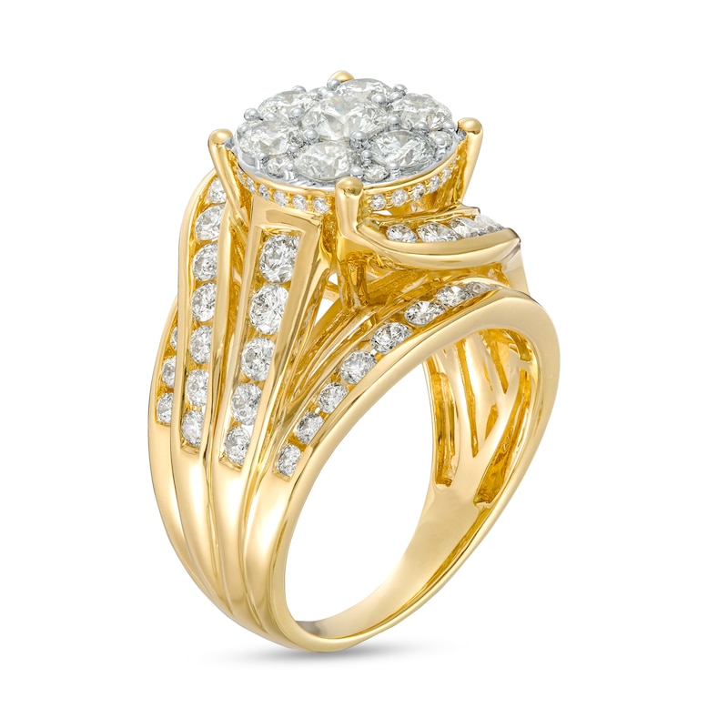 3 CT. T.W. Multi-Diamond Bypass Crossover Engagement Ring in 14K Gold (I/I2)