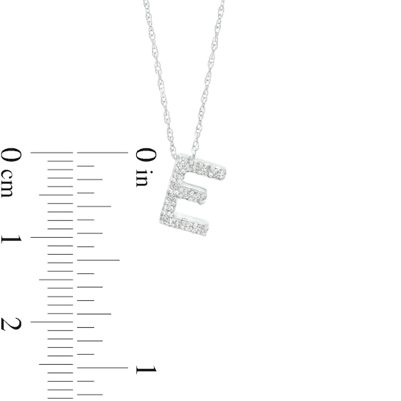 1/15 CT. T.w. Diamond "E" Initial Pendant in 10K White Gold