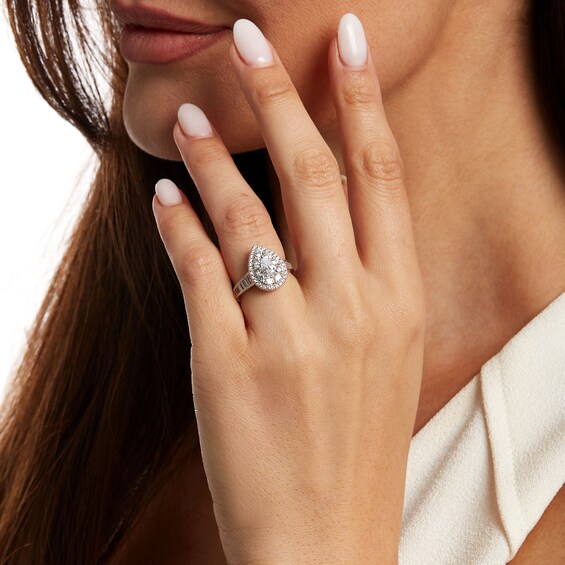 1-3/4 CT. T.w. Pear-Shaped Diamond Double Frame Engagement Ring in 14K White Gold (I/Si2)