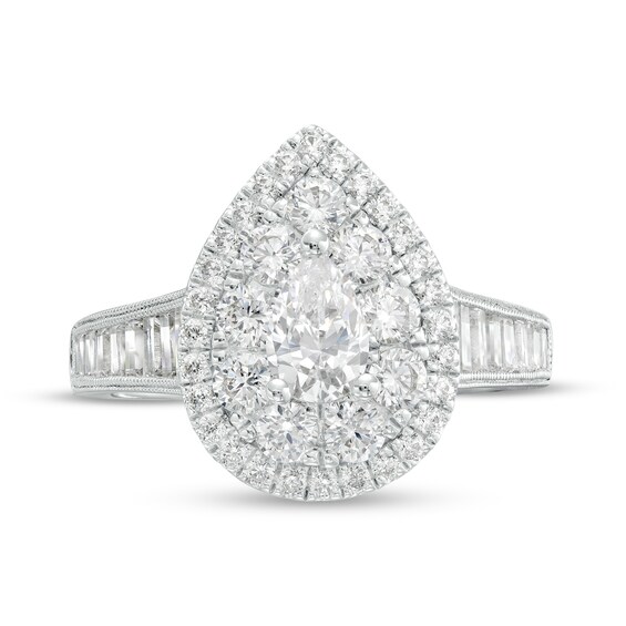 1-3/4 CT. T.w. Pear-Shaped Diamond Double Frame Engagement Ring in 14K White Gold (I/Si2)