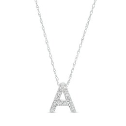 1/15 CT. T.W. Diamond &quot;A&quot; Initial Pendant in 10K White Gold