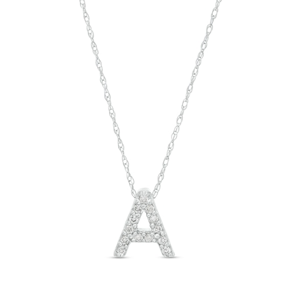 1/15 CT. T.w. Diamond "A" Initial Pendant in 10K White Gold