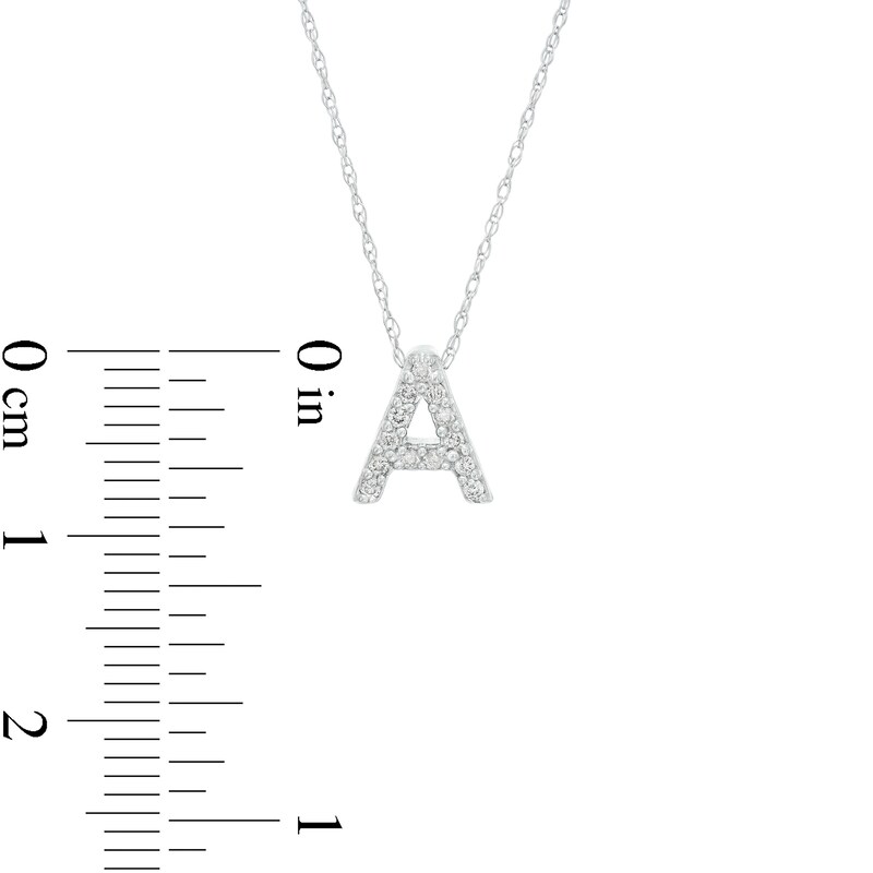 Main Image 3 of 1/15 CT. T.W. Diamond "A" Initial Pendant in 10K White Gold