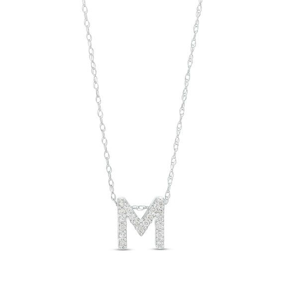 1/15 CT. T.w. Diamond "M" Initial Pendant in 10K White Gold