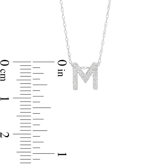 1/15 CT. T.w. Diamond "M" Initial Pendant in 10K White Gold