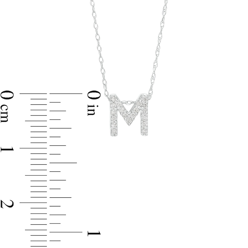 1/15 CT. T.W. Diamond "M" Initial Pendant in 10K White Gold