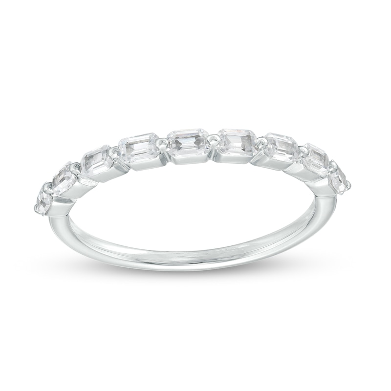Main Image 1 of 1/2 CT. T.W. Certified Emerald-Cut Diamond Nine Stone Anniversary Band in 14K White Gold (I/SI2)