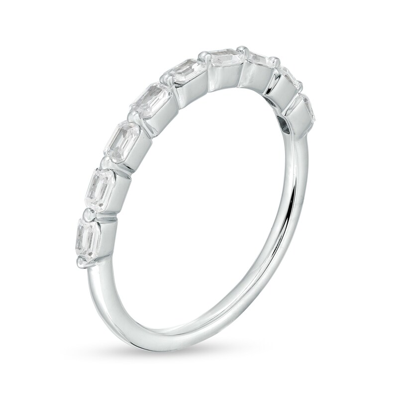 Main Image 3 of 1/2 CT. T.W. Certified Emerald-Cut Diamond Nine Stone Anniversary Band in 14K White Gold (I/SI2)