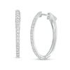 Thumbnail Image 1 of 1 CT. T.W. Diamond Oval Hoop Earrings in 14K White Gold