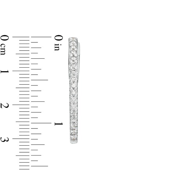 1 CT. T.w. Diamond Oval Hoop Earrings in 14K White Gold