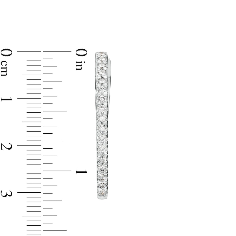 Main Image 3 of 1 CT. T.W. Diamond Oval Hoop Earrings in 14K White Gold