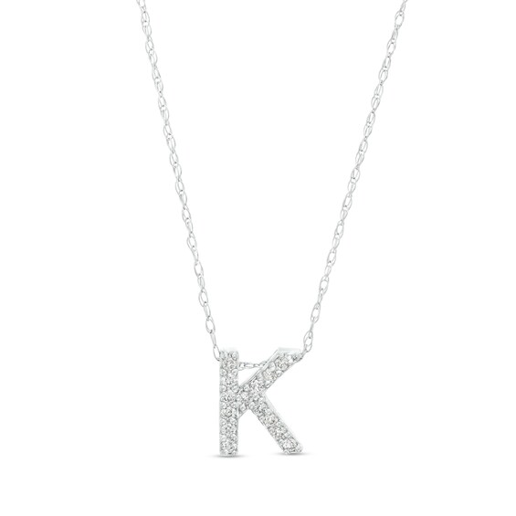 1/15 CT. T.w. Diamond "K" Initial Pendant in 10K White Gold