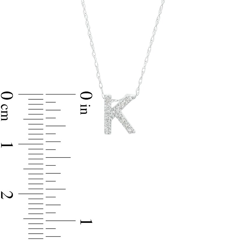 Main Image 3 of 1/15 CT. T.W. Diamond "K" Initial Pendant in 10K White Gold