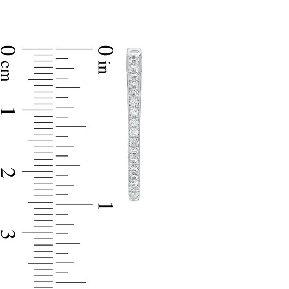 1/2 CT. T.w. Diamond Oval Hoop Earrings in 14K White Gold