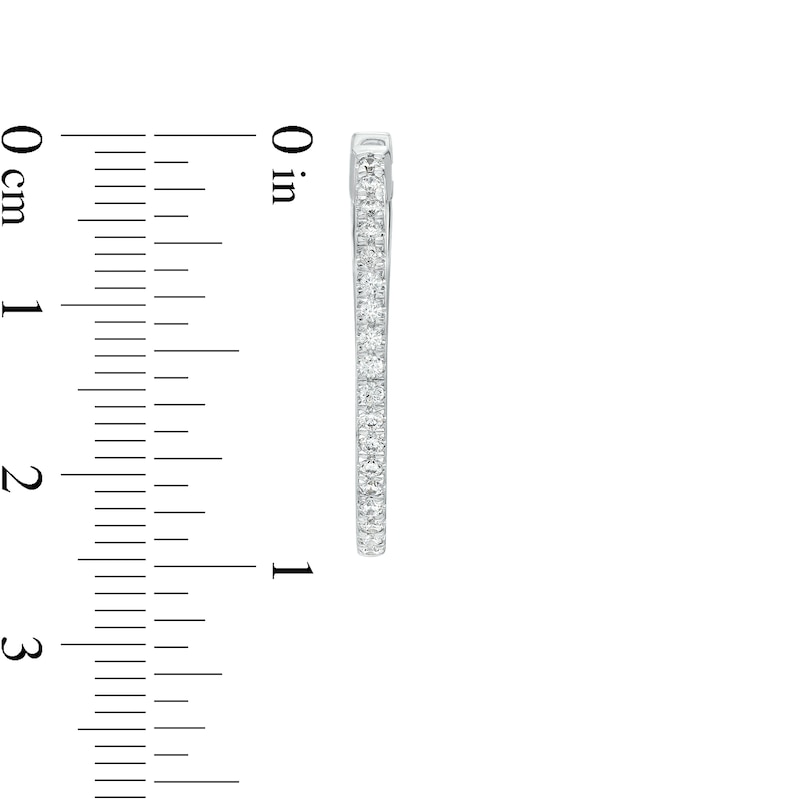 Main Image 3 of 1/2 CT. T.W. Diamond Oval Hoop Earrings in 14K White Gold