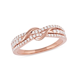1/3 CT. T.W. Diamond Double Wrapped Wave Ring in 10K Rose Gold