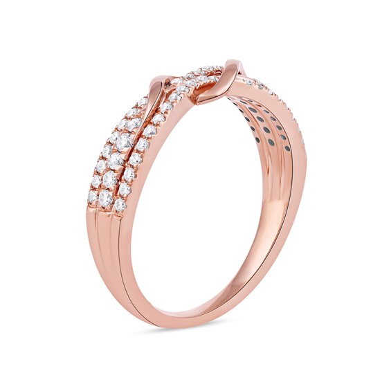 1/3 CT. T.w. Diamond Double Wrapped Wave Ring in 10K Rose Gold