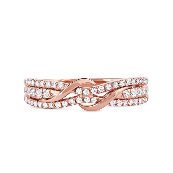 1/3 CT. T.w. Diamond Double Wrapped Wave Ring in 10K Rose Gold