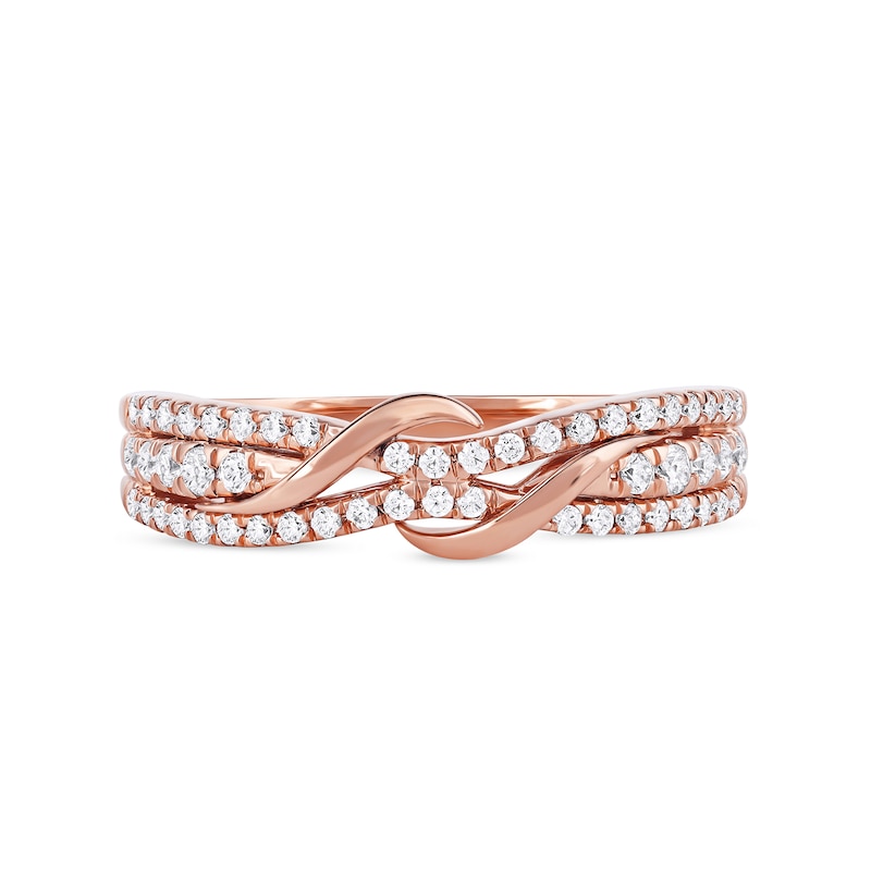 Main Image 3 of 1/3 CT. T.W. Diamond Double Wrapped Wave Ring in 10K Rose Gold