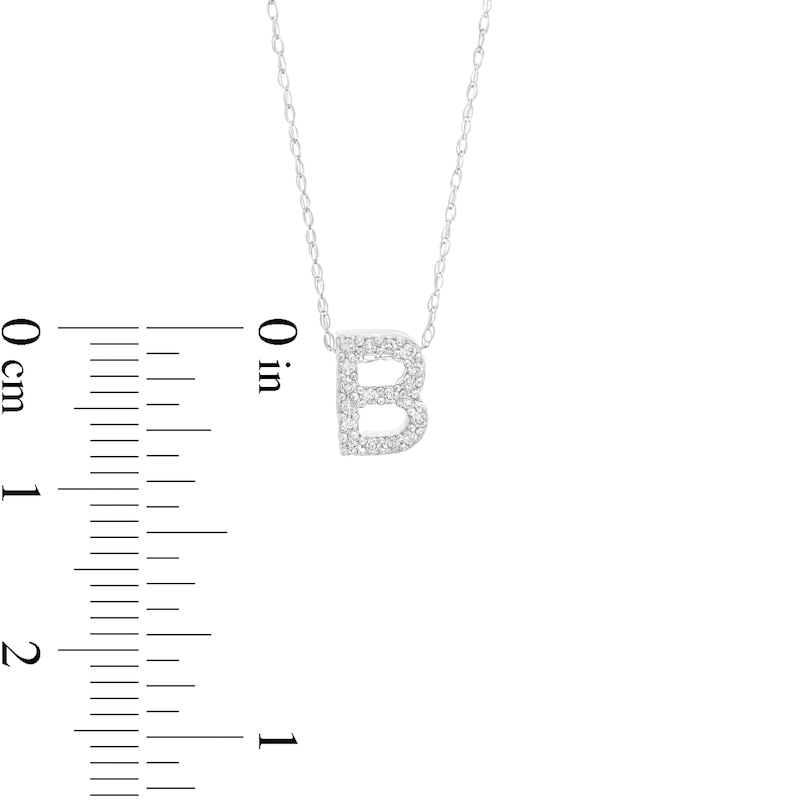 Main Image 3 of 1/15 CT. T.W. Diamond "B" Initial Pendant in 10K White Gold