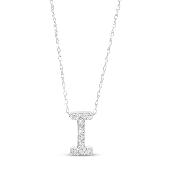 1/15 CT. T.w. Diamond "I" Initial Pendant in 10K White Gold