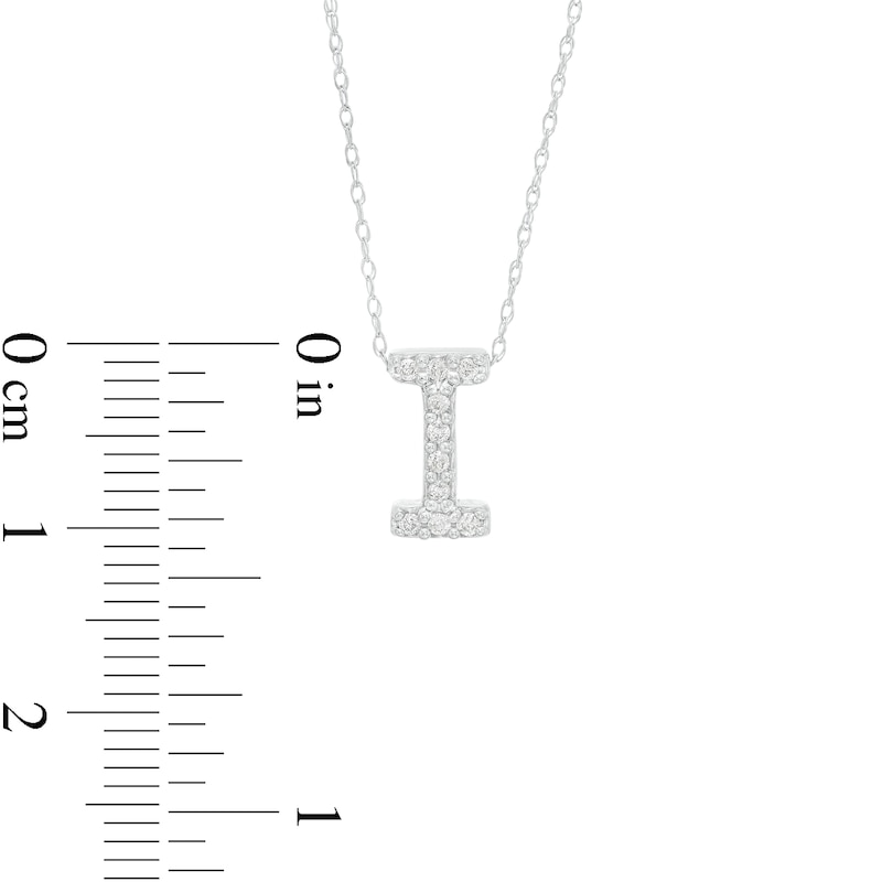 Main Image 3 of 1/15 CT. T.W. Diamond "I" Initial Pendant in 10K White Gold