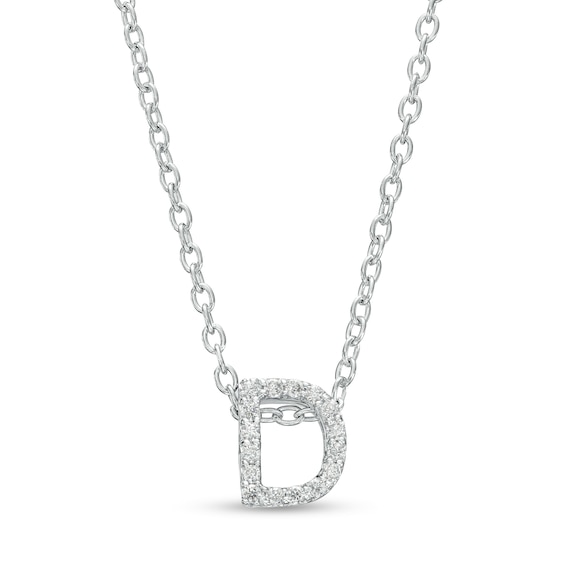 1/15 CT. T.w. Diamond "D" Initial Pendant in 10K White Gold