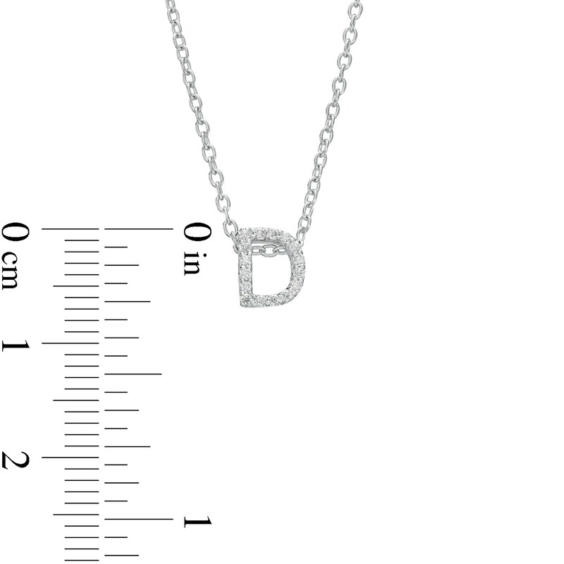 Main Image 3 of 1/15 CT. T.W. Diamond "D" Initial Pendant in 10K White Gold