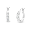 Thumbnail Image 1 of 1/2 CT. T.W. Diamond Seven Stone Hoop Earrings in 14K White Gold