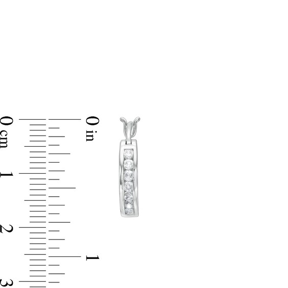 1/2 CT. T.w. Diamond Seven Stone Hoop Earrings in 14K White Gold