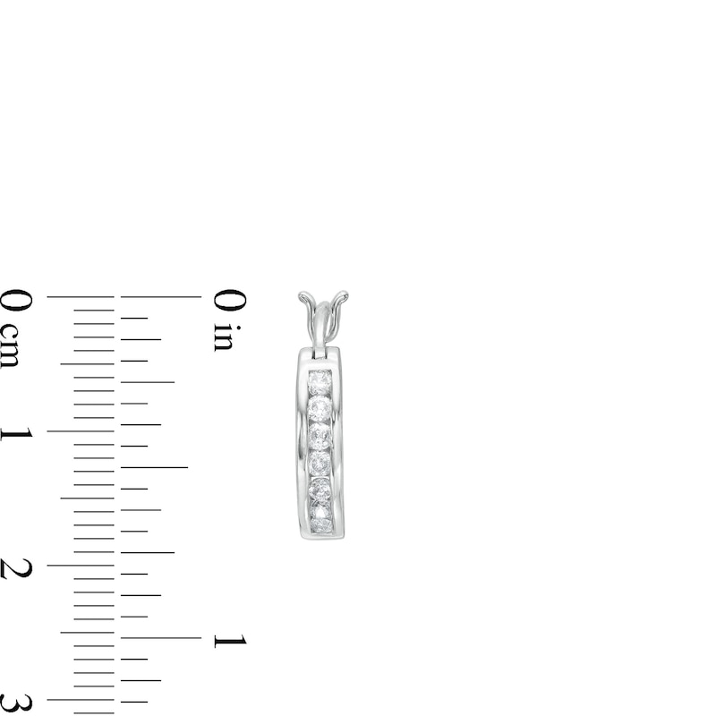 Main Image 3 of 1/2 CT. T.W. Diamond Seven Stone Hoop Earrings in 14K White Gold