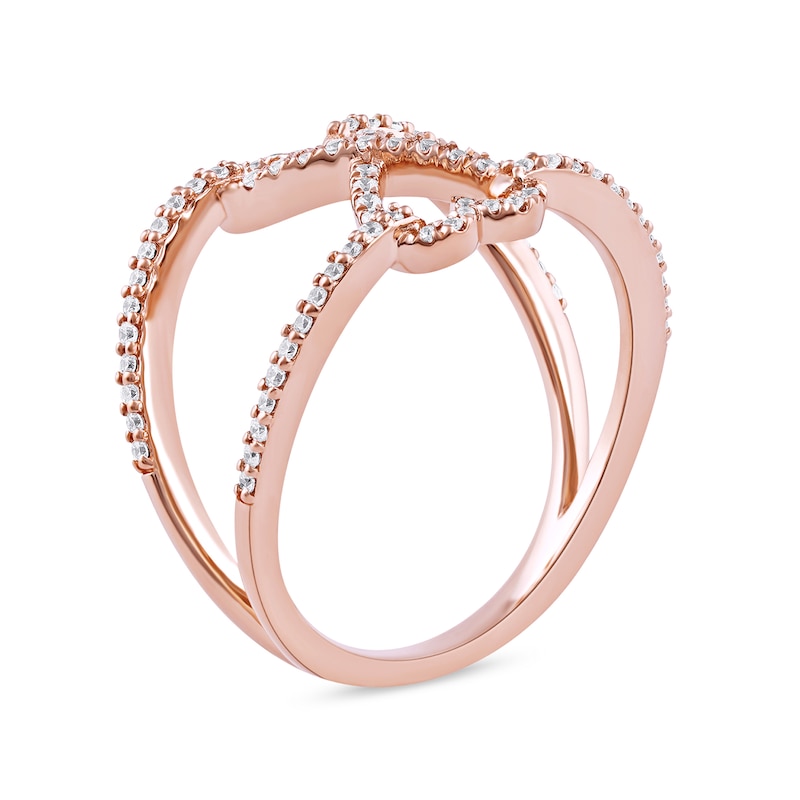 Main Image 2 of 1/3 CT. T.W. Diamond Heart Infinity Open Shank Ring in 10K Rose Gold