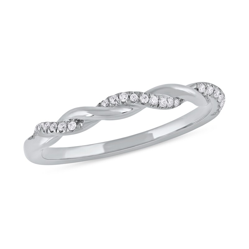 Main Image 1 of 1/10 CT. T.W. Diamond Twist Stackable Band in 10K White Gold