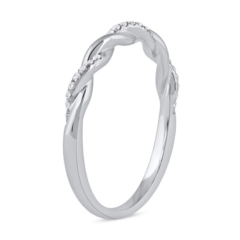 Main Image 2 of 1/10 CT. T.W. Diamond Twist Stackable Band in 10K White Gold