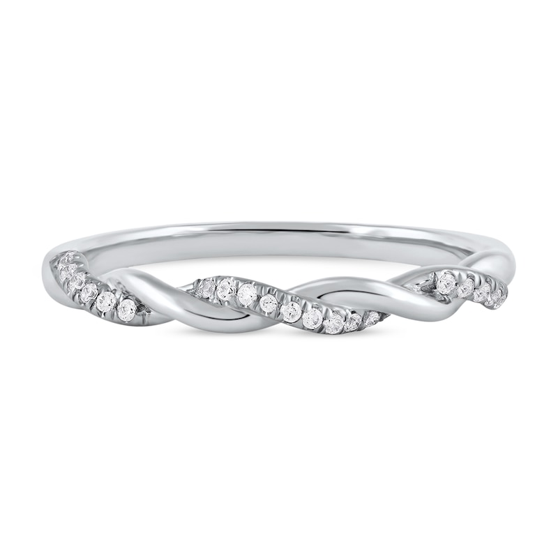 Main Image 3 of 1/10 CT. T.W. Diamond Twist Stackable Band in 10K White Gold