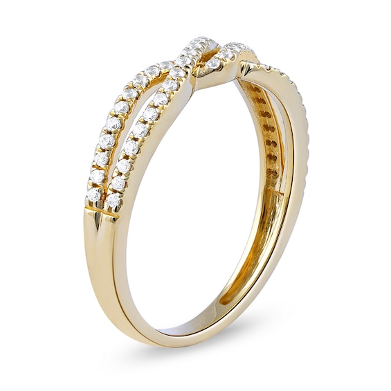 1/4 CT. T.w. Diamond Bypass Twist Split Shank Ring in 10K Gold