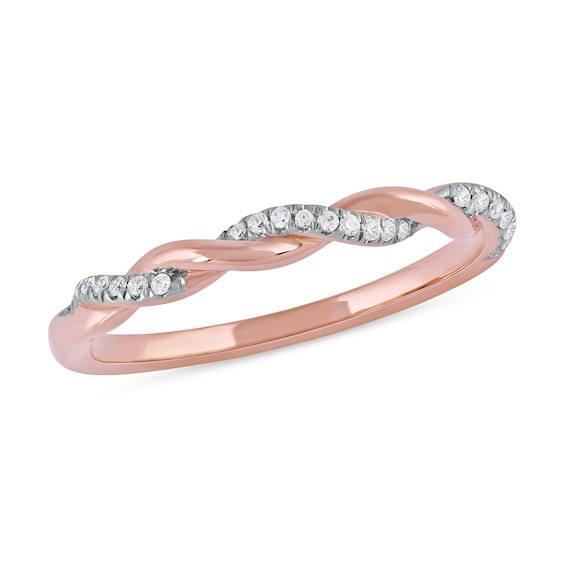 1/10 CT. T.w. Diamond Twist Stackable Band in 10K Rose Gold