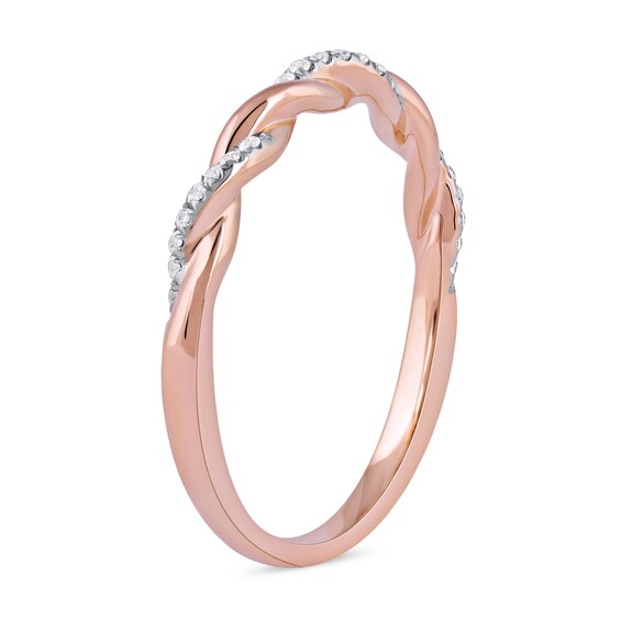 1/10 CT. T.w. Diamond Twist Stackable Band in 10K Rose Gold