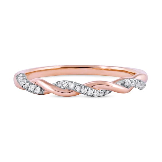 1/10 CT. T.w. Diamond Twist Stackable Band in 10K Rose Gold