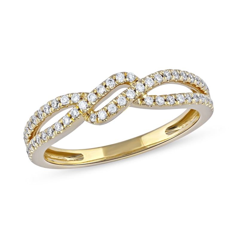 Main Image 1 of 1/4 CT. T.W. Diamond Bypass Twist Split Shank Ring in 10K Gold