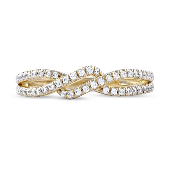 1/4 CT. T.w. Diamond Bypass Twist Split Shank Ring in 10K Gold