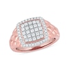 Thumbnail Image 0 of 1/2 CT. T.W. Cushion-Shaped Multi-Diamond Frame Quilted Shank Ring in 10K Rose Gold