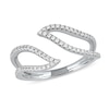 Thumbnail Image 1 of 1/4 CT. T.W. Diamond Leaf Outline Open Ring in 10K White Gold