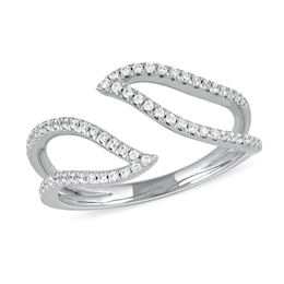 1/4 CT. T.W. Diamond Leaf Outline Open Ring in 10K White Gold