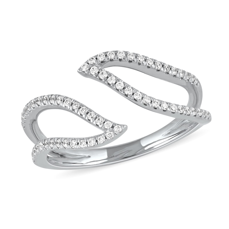 Main Image 1 of 1/4 CT. T.W. Diamond Leaf Outline Open Ring in 10K White Gold