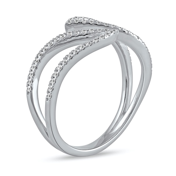 1/4 CT. T.w. Diamond Leaf Outline Open Ring in 10K White Gold